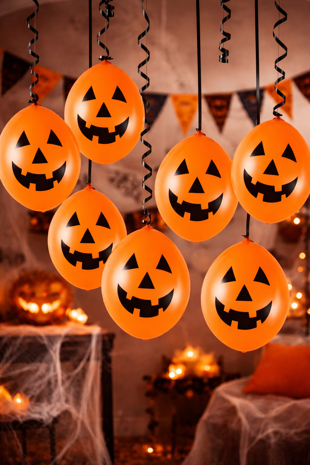 Halloween Party Pumpkin Balloons Orange Pumpkin Face Party Decorations x 10