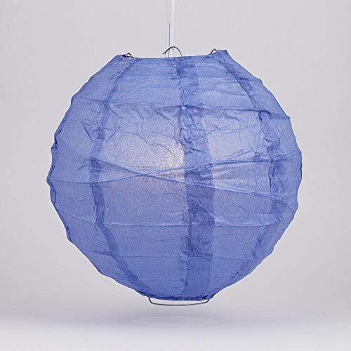 Quasimoon 12″ Astra Blue / Very Periwinkle Round Paper Lantern, Crisscross Ri…