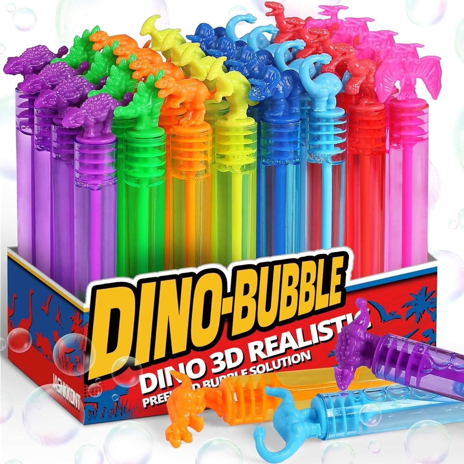 Vivid 32 Pack Dinosaur Bubble Wands – Engaging Multi-Color Party Supplies