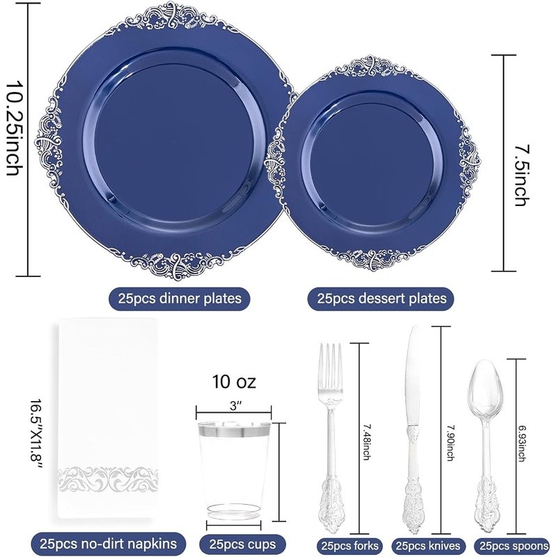 Elegant Disposable Plastic Plates Parties Weddings Holidays Picnic Supplies New