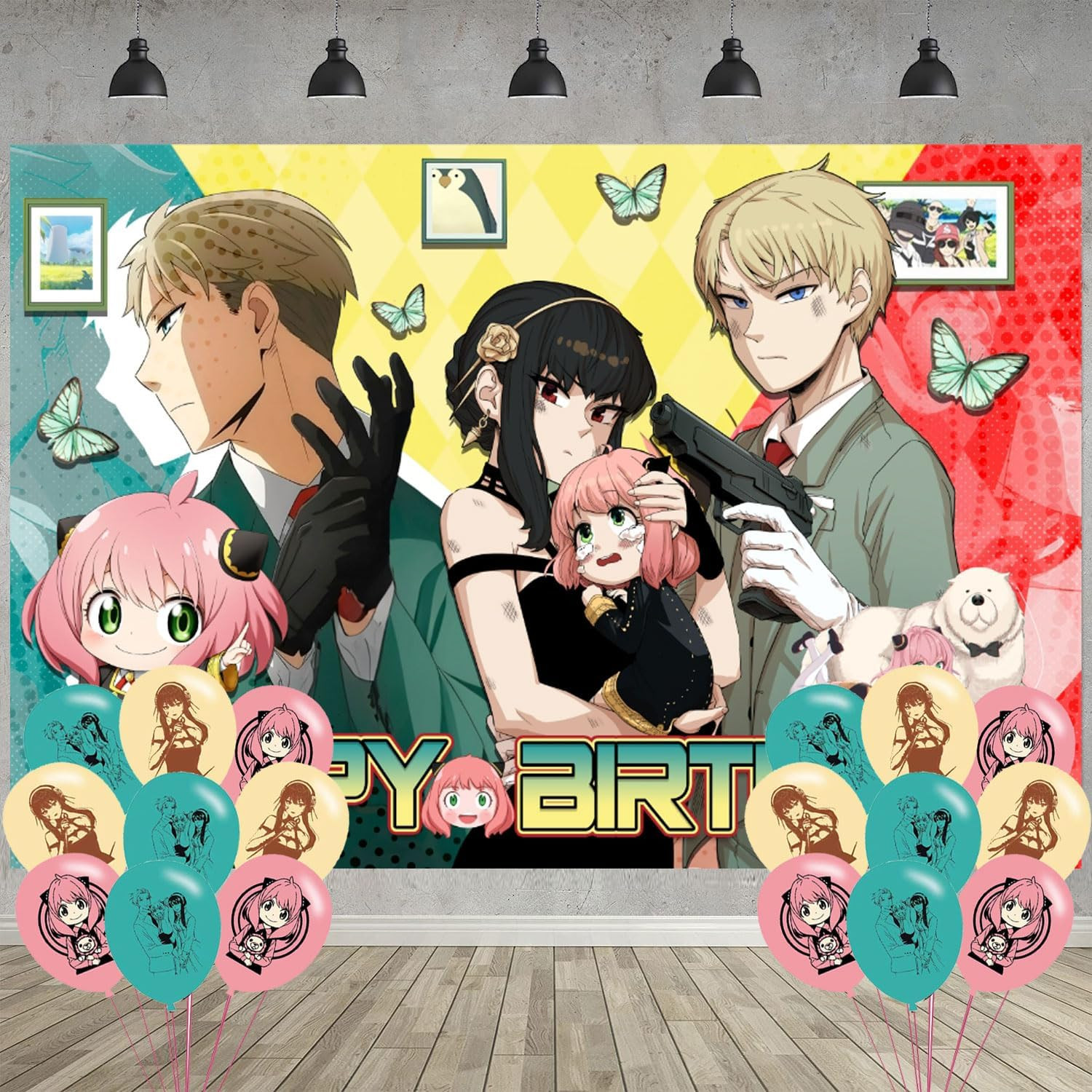 Spy Family Birthday Party Decoration,Anime Party Photo Background 5 X 3 FT and 1