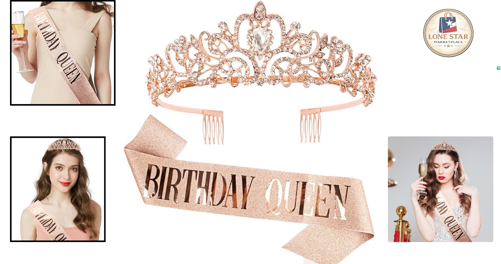 Elegant Rose Gold Birthday Sash and Tiara Set – Perfect for The Birthday Queen