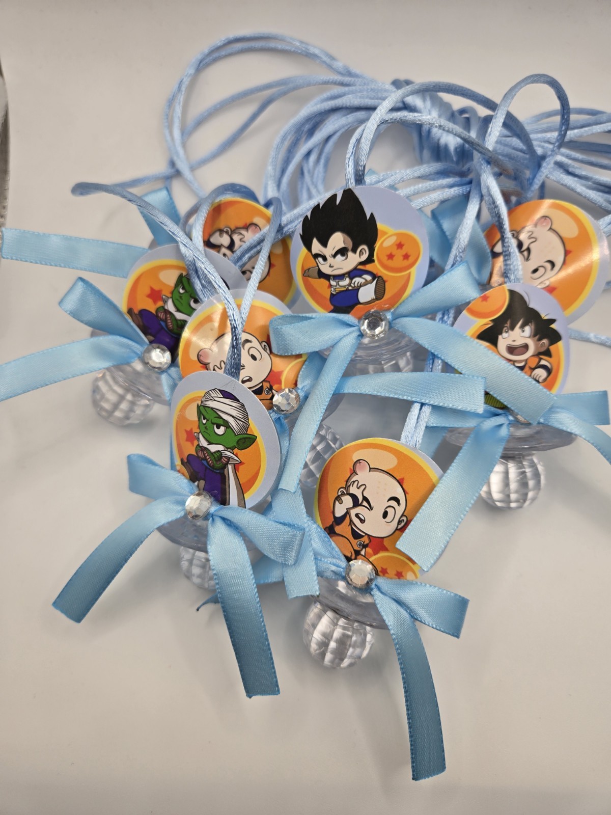 12 Dragon Ball Z Theme Baby Shower Pacifiers Guest Favor Necklaces GAMES