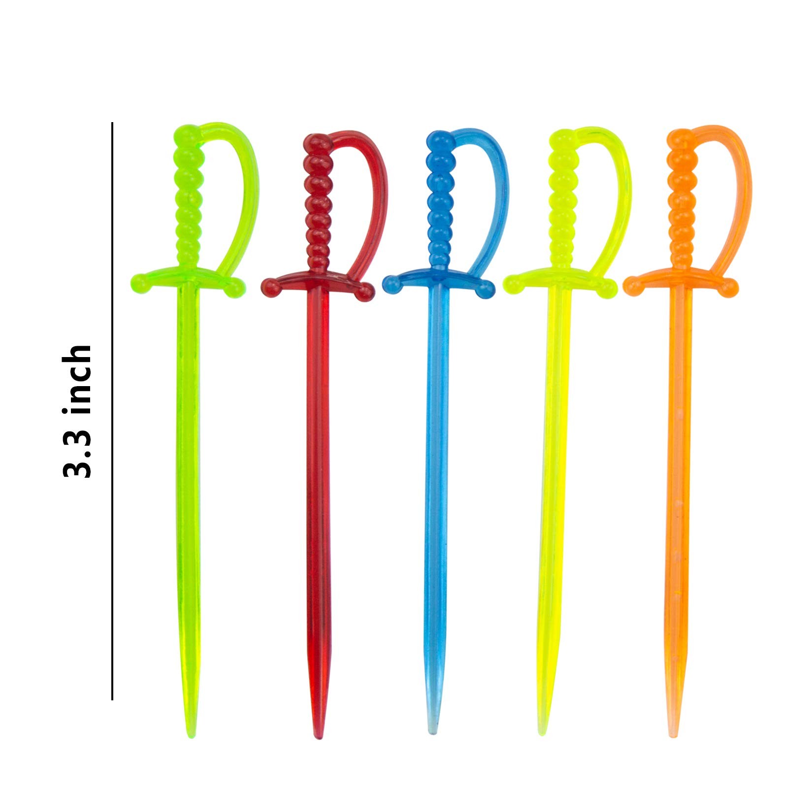 100PCS 3.3 Inch Plastic Sword Toothpicks Picks for Appetizers Fruit Fork Cockta