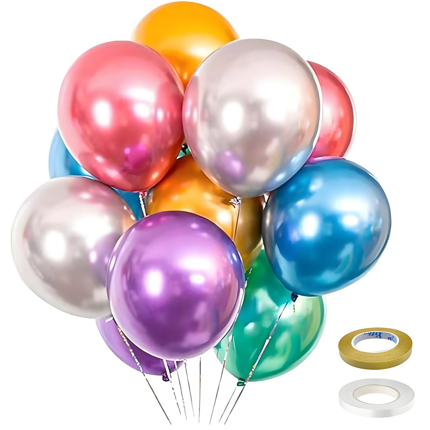 50pcs Rainbow Balloons 12″ Latex Colorful Balloons for Birthday Wedding Party