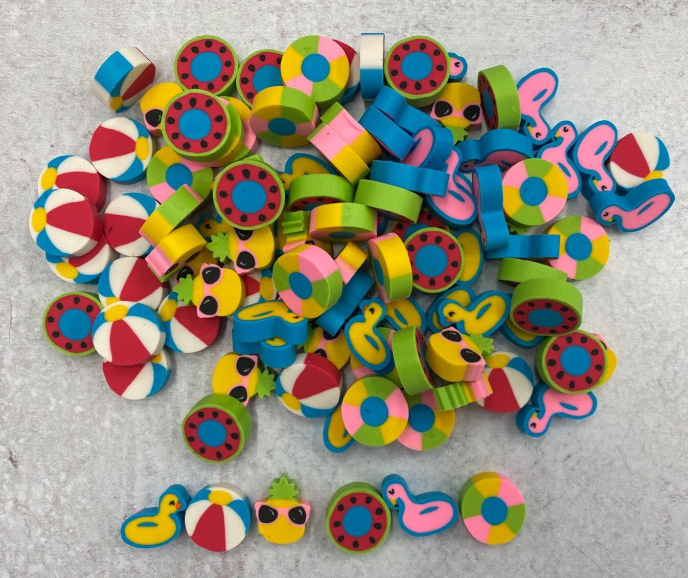 100 pool party Mini Erasers Summer Teacher Supply Math Counter beach ball