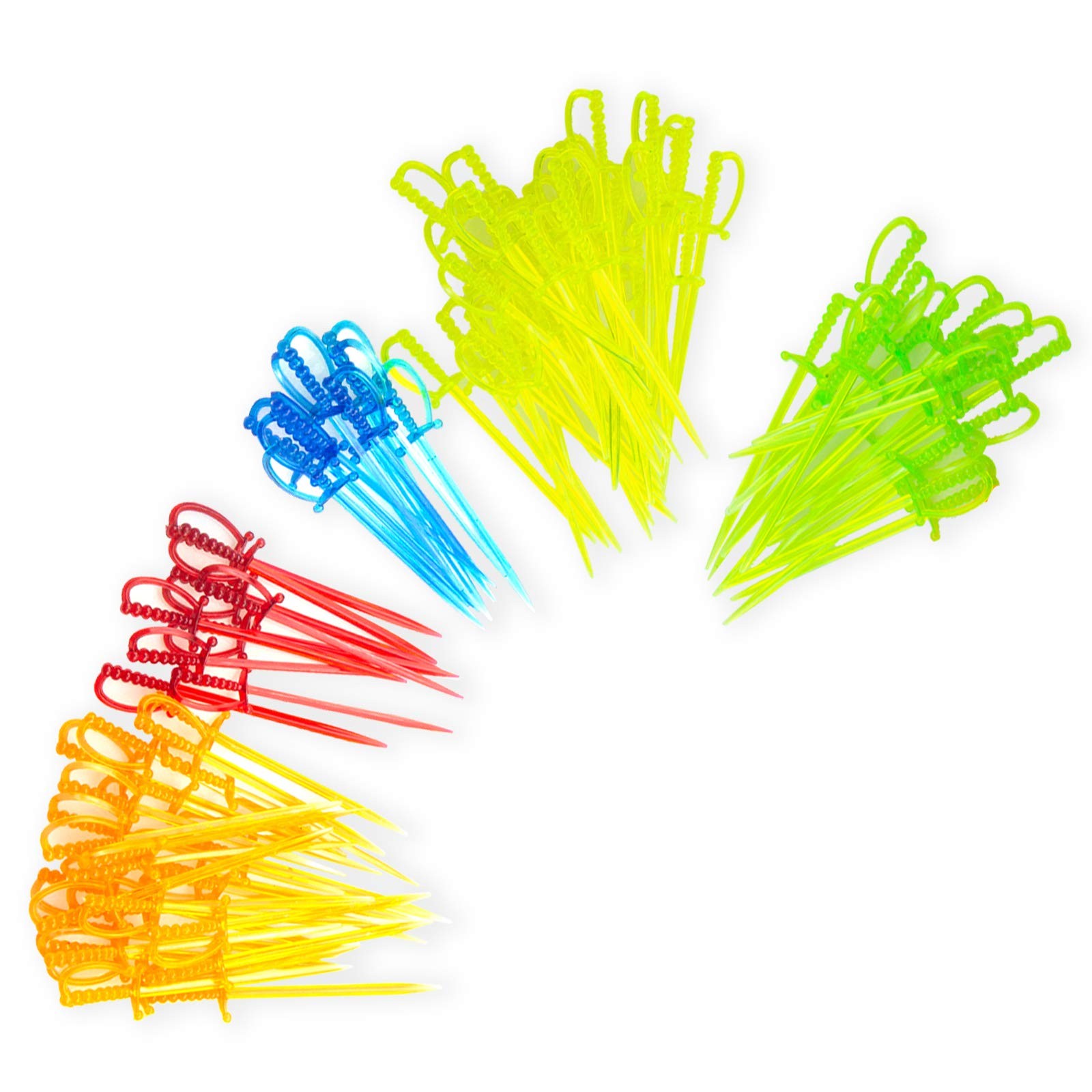 100PCS 3.3 Inch Plastic Sword Toothpicks Picks for Appetizers Fruit Fork Cockta