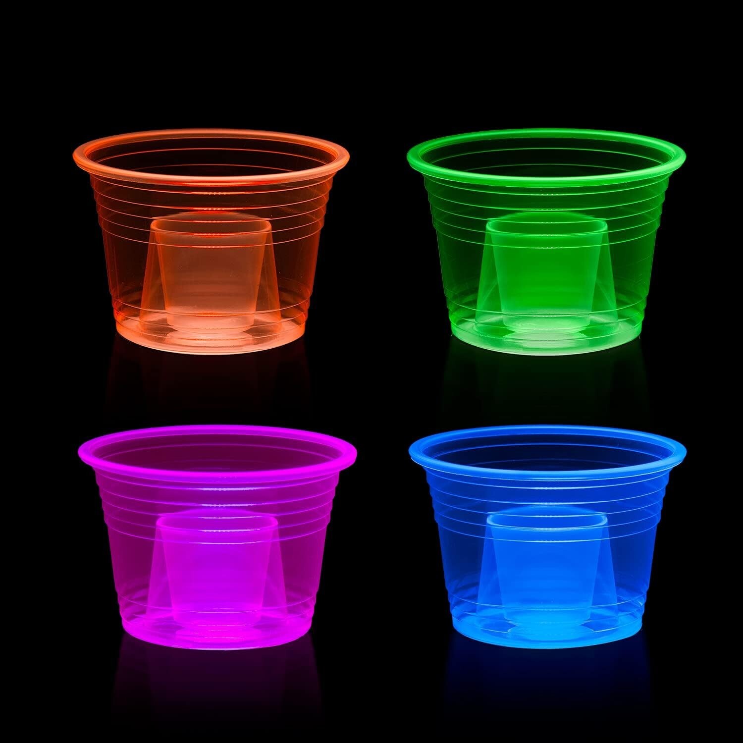 Plastic Bomber Cups Jager Bomb Party Shot Glasses Disposable Neon 500 or 100 Pcs