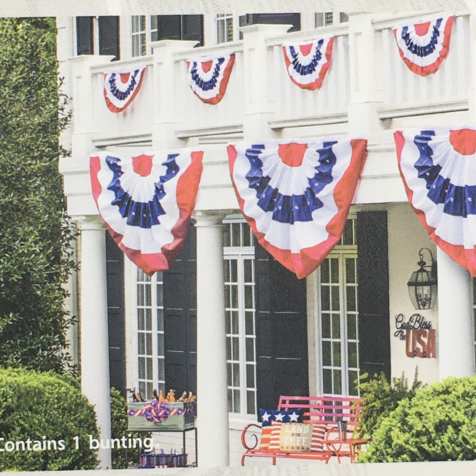 Tommy Bahama Bunting Embroidered Handcrafted American Flag 4th of July USA 58×27