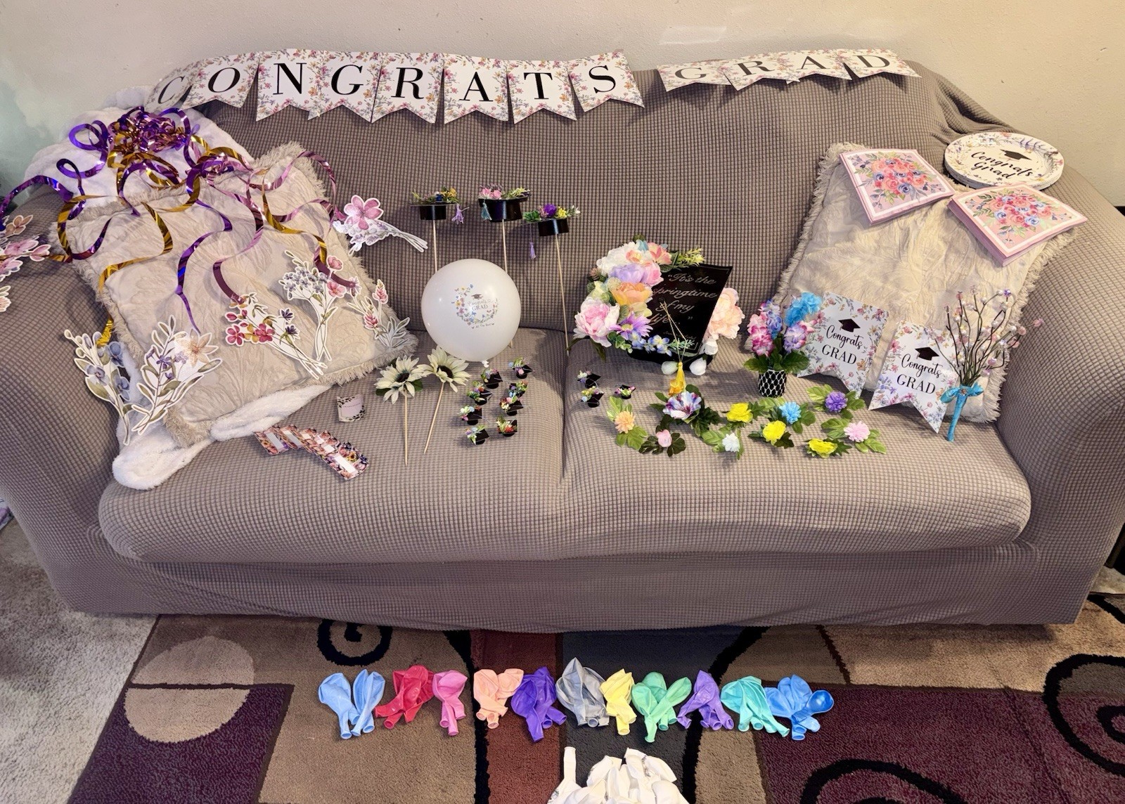 HUGE Lot Of 170+ Pieces Of Custom Party Decorations Floral Graduation OOAK