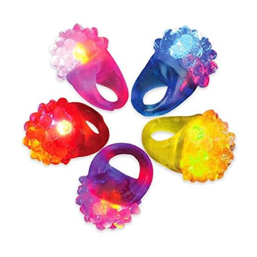 12Pcs Flashing LED Jelly Rings – Fun Glow in the Dark Light Up Toy One Size