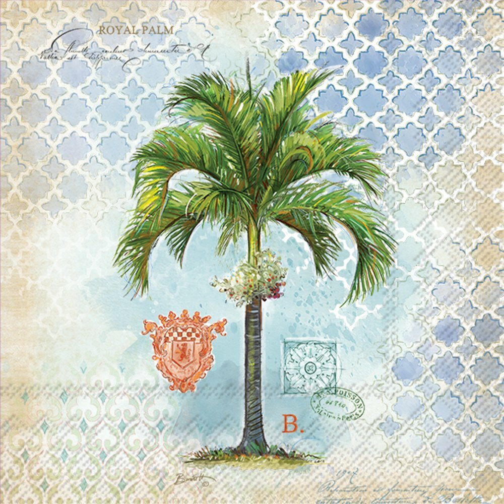 BOSTON INTERNATIONAL ROYAL PALM 40 COCKTAIL NAPKINS 3-PLY
