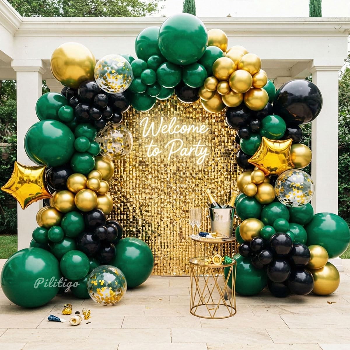 Double Dark Green Black Gold Balloon Arch Kit – 104Pcs Emerald Green Balloon …