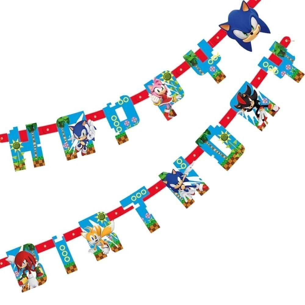 Sonic the Hedgehog Happy Birthday Jointed Banner 6.25 Ft – Multicolor Party…