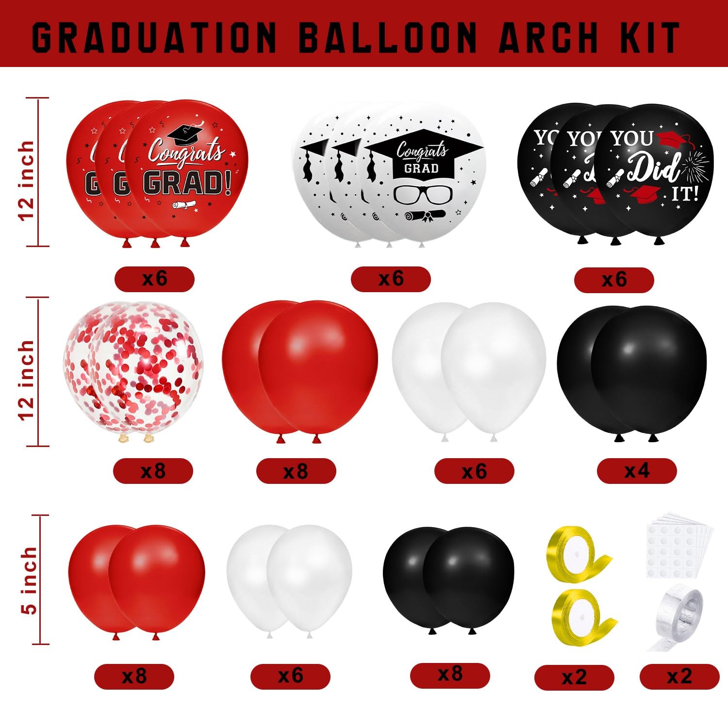 Graduation Decorations Class of 2026, Red and Black Graduation Decorations,