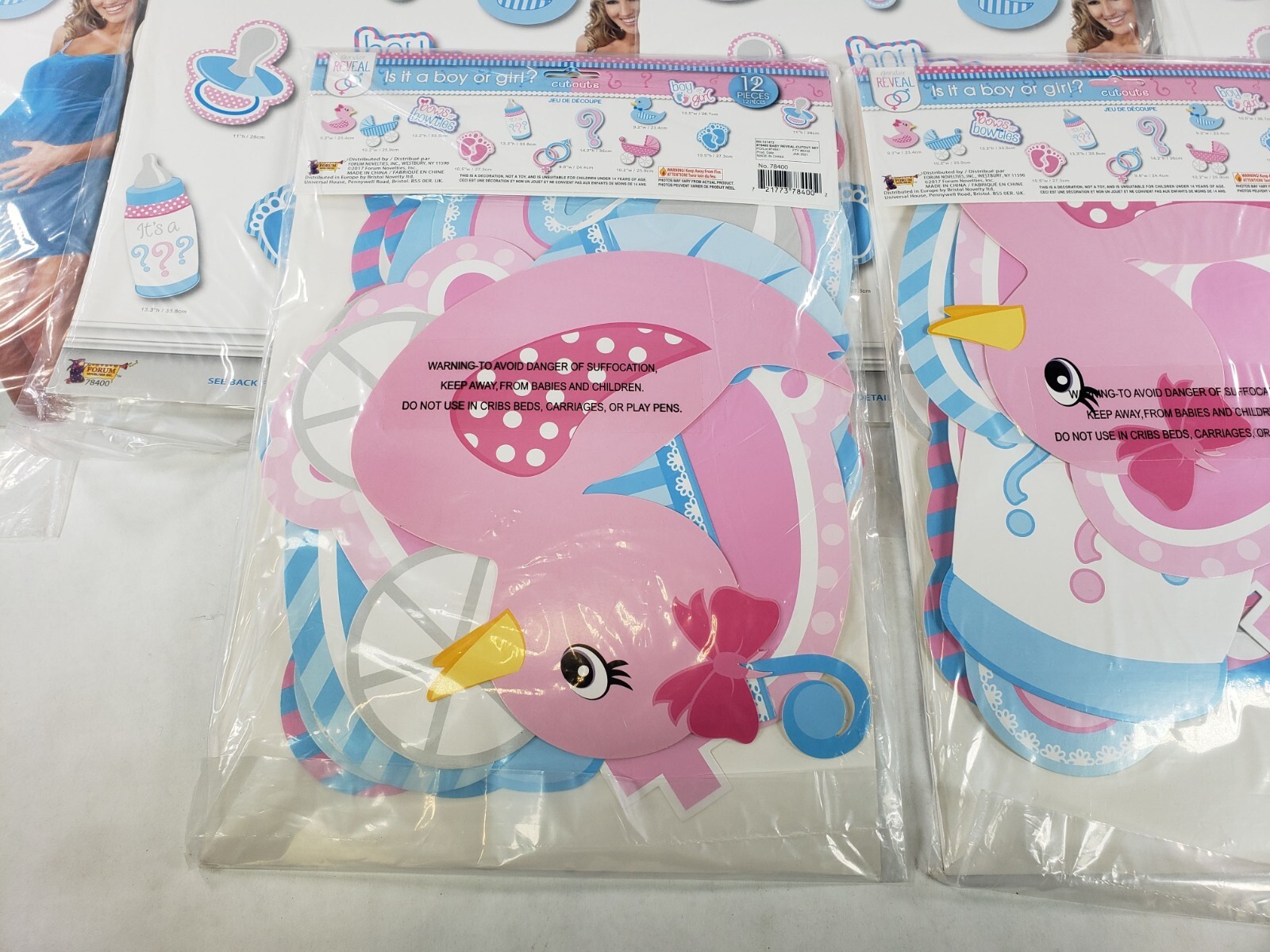 Lot Of 12 Forum Novelties Gender Reveal Baby Shower Wall Decoration Cutouts