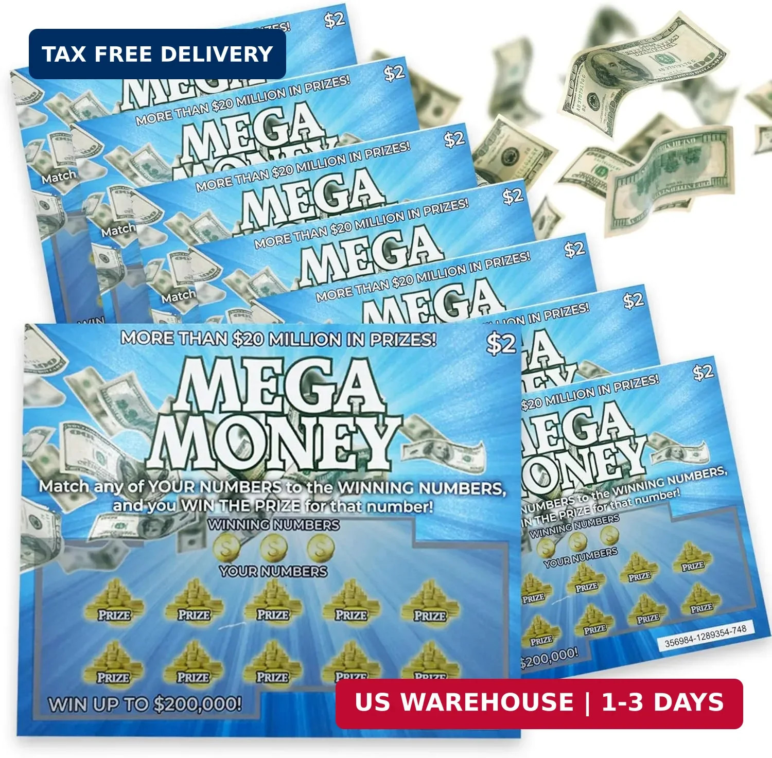 Fake Lottery Ticket Scratcher 8 Pack – Fake Lotto Tickets Prank Set | Fake Scrat