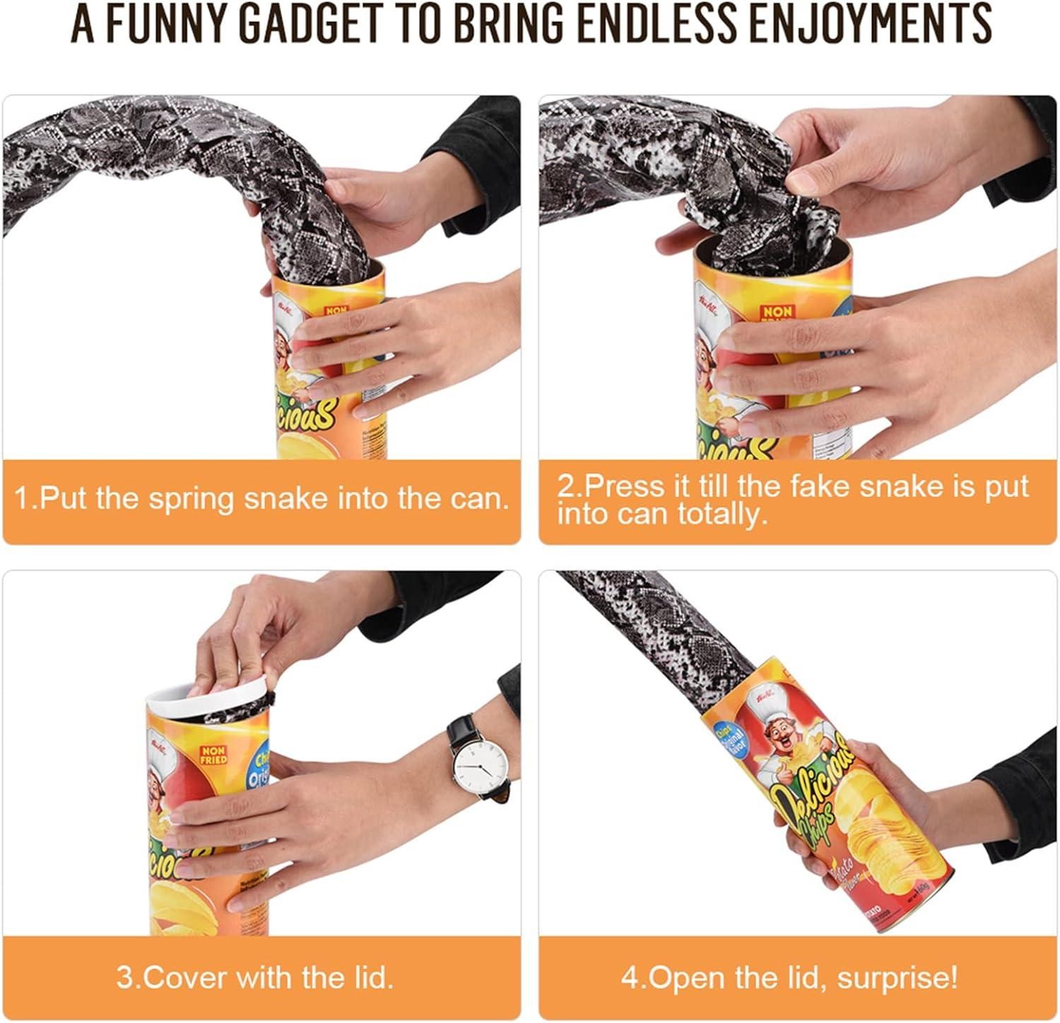 Spring Snake in a Can Prank Toy Potato Chip Jump Scare Gag Gift April Fools Joke