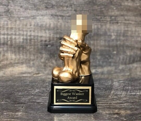 Inappropriate Penis Trophy WANKER Award Funny Loser Trophy Adult Humor Gag Gift