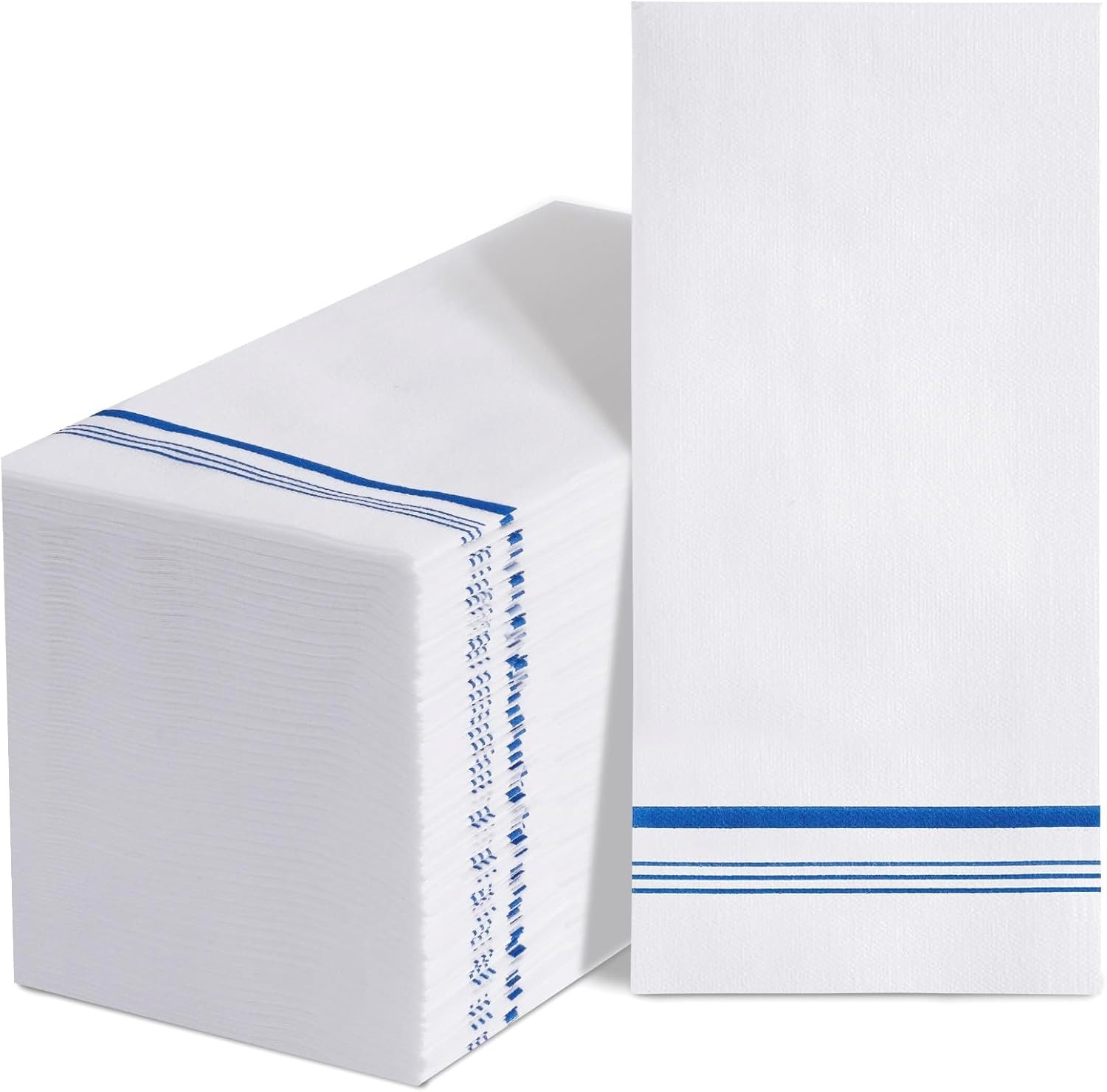 50 Disposable Paper Hand Towels for Bathroom 12″ x 17″(Blue Trim Lined), Decorat