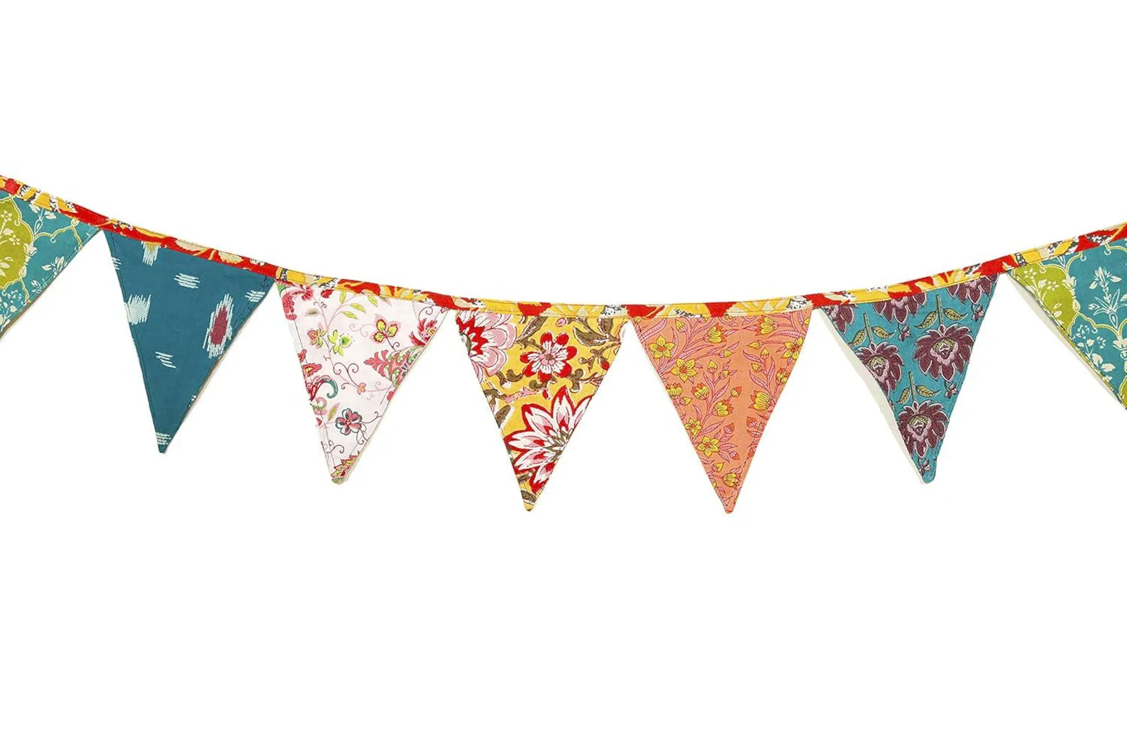 Vintage Fabric Bunting Flag Colorful Boho Bunting Handmade Cotton Banner Garland