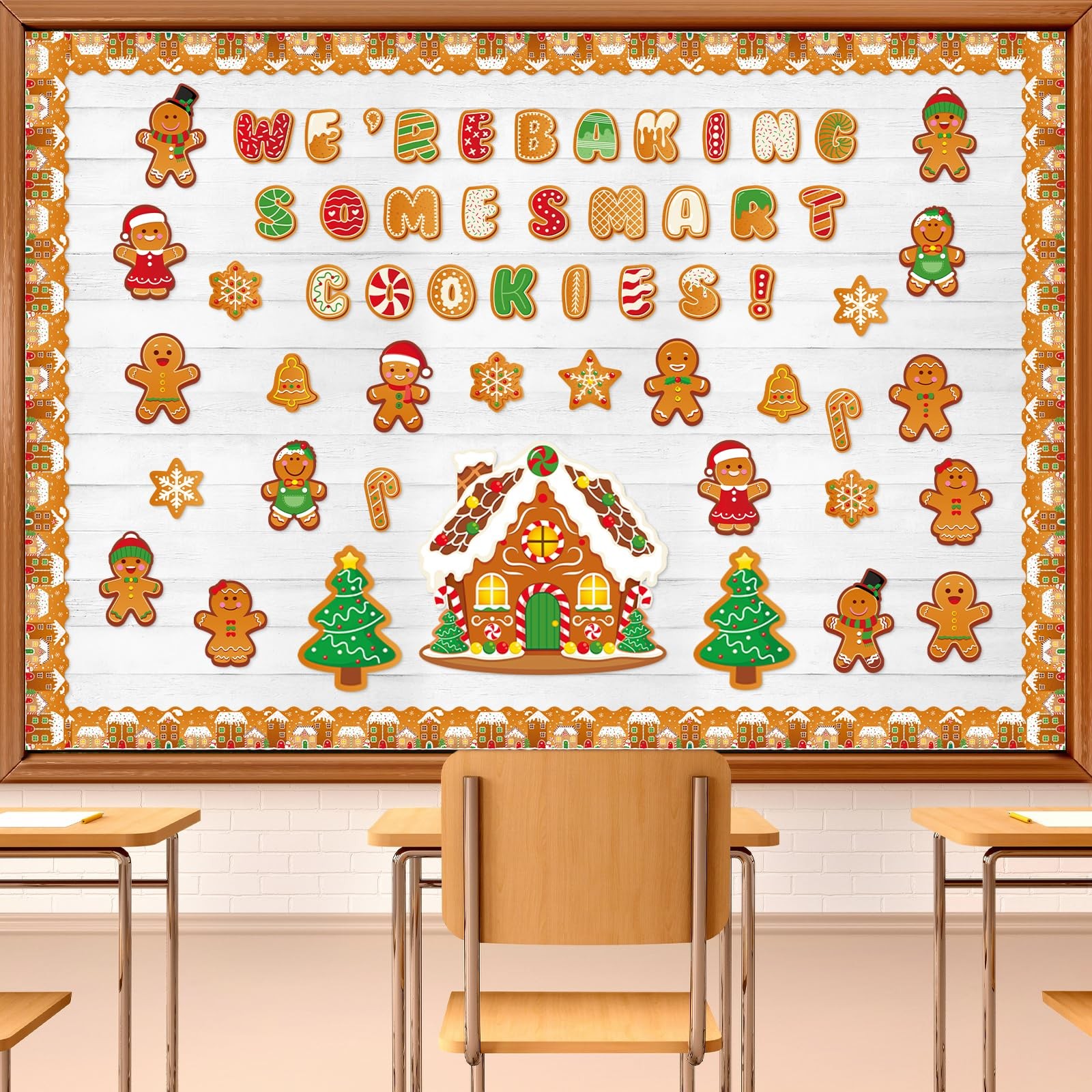 113 Pcs Christmas Bulletin Board Decorations Set Christmas Gingerbread Classr…