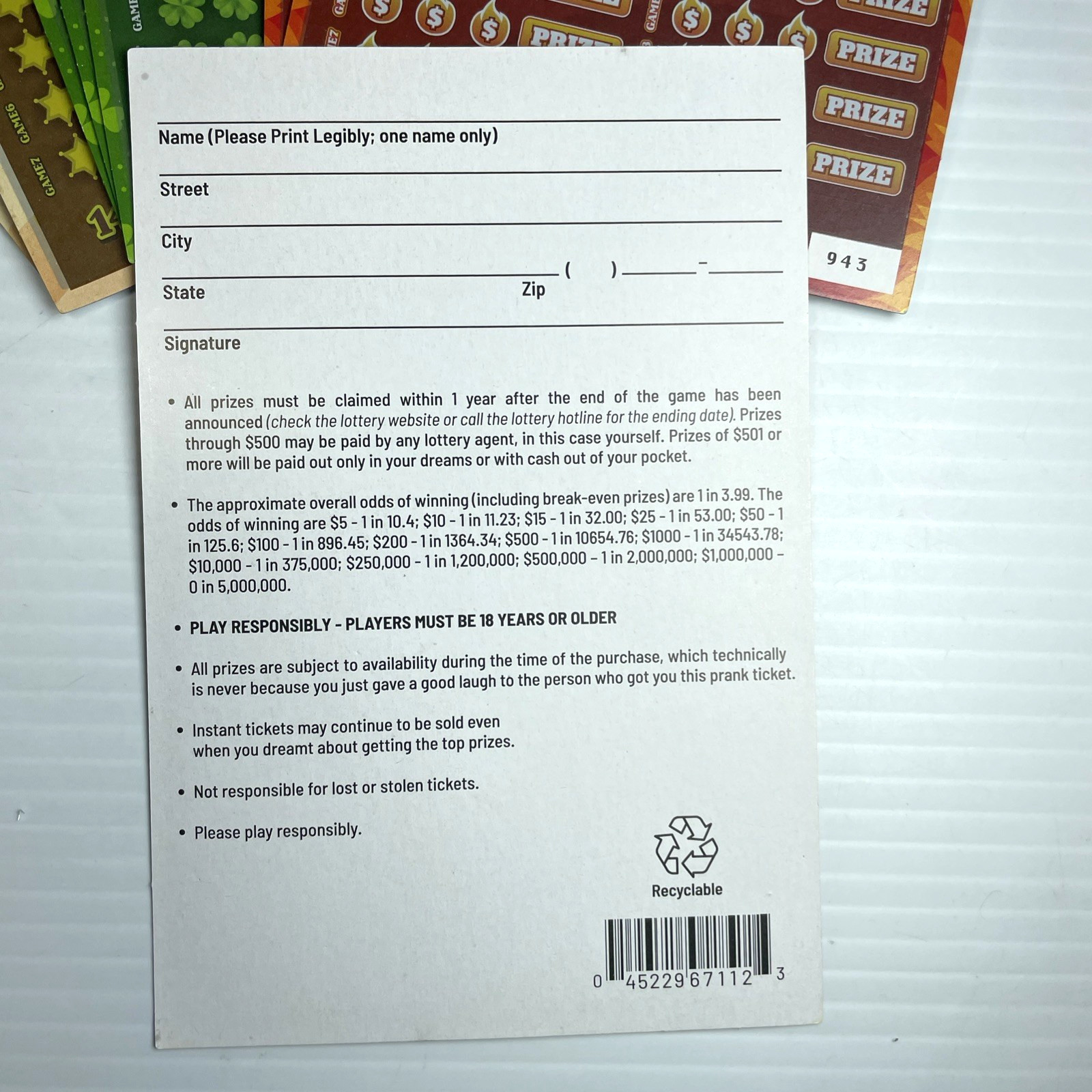 9 Realistic Fake Lottery Tickets Prank Your Friends Guaranteed Fake Winner Party
