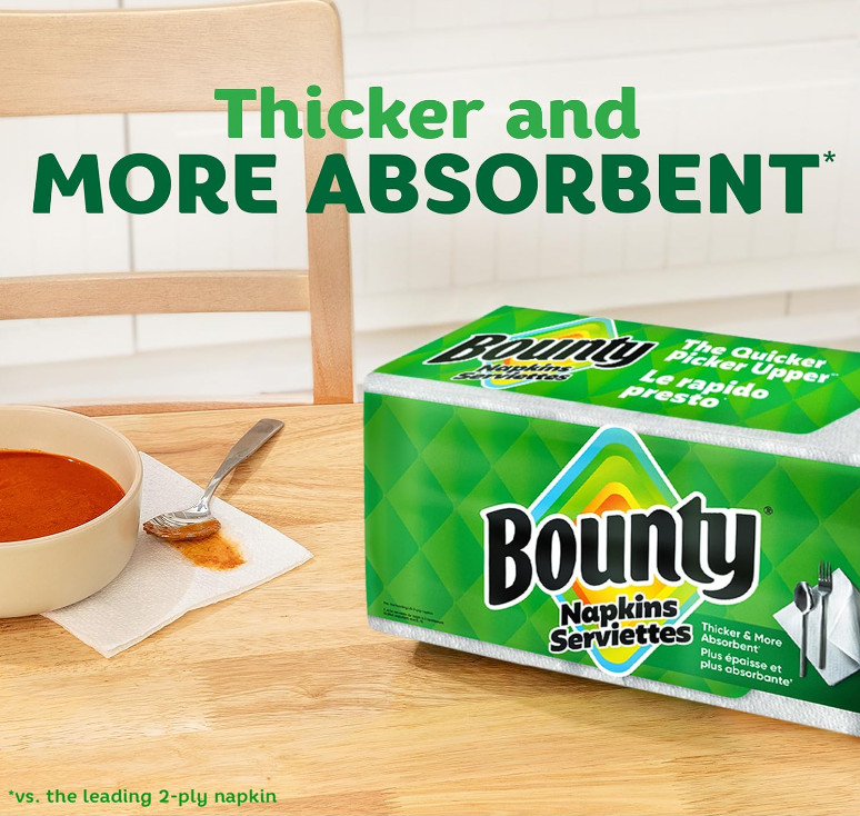 Bounty Paper Napkins, White, 200 Count, Packaging may vary