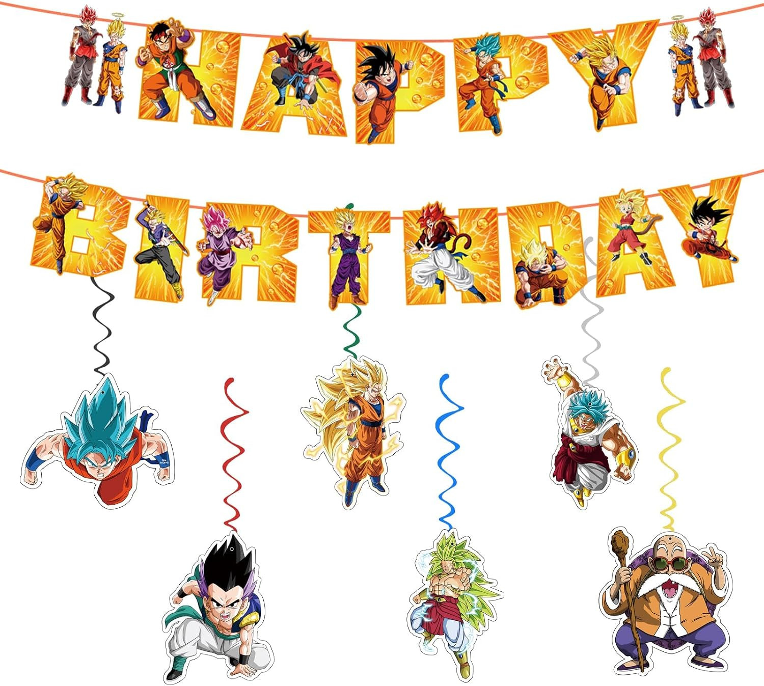 43PCS Dragon Ball Birthday Party Supplies: Banner, Cake Topper, Tablecloth, Back