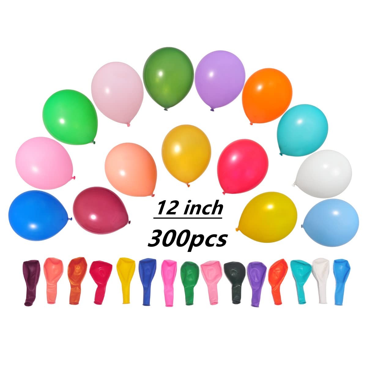 300 Pcs 12 Inch Balloons 15 Kinds Colors Latex Colorful Party Balloon Bulk fo…