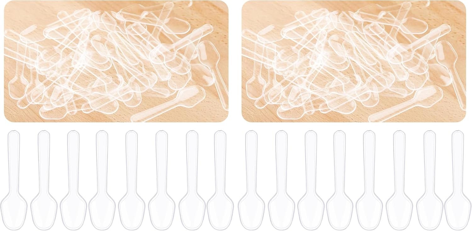 1000 Count Plastic Clear Teaspoons Disposable Mini Dessert Ice Cream Soup Spoons