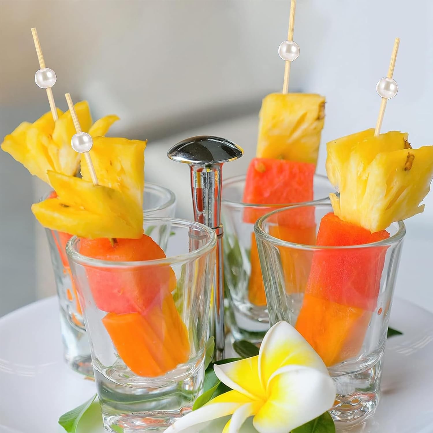[100 PCS] Cocktail Picks Toothpicks for Appetizers – 4.7 inch White Pearl