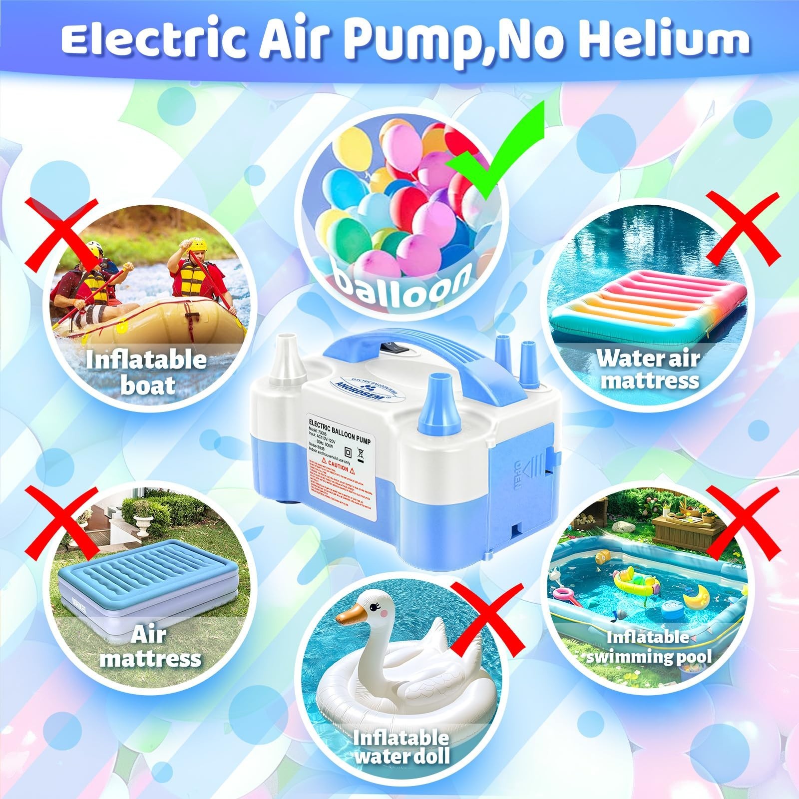 Anordsem Electric Balloon Air Pump: Polypropylene Plastic Case with Dual Nozz…