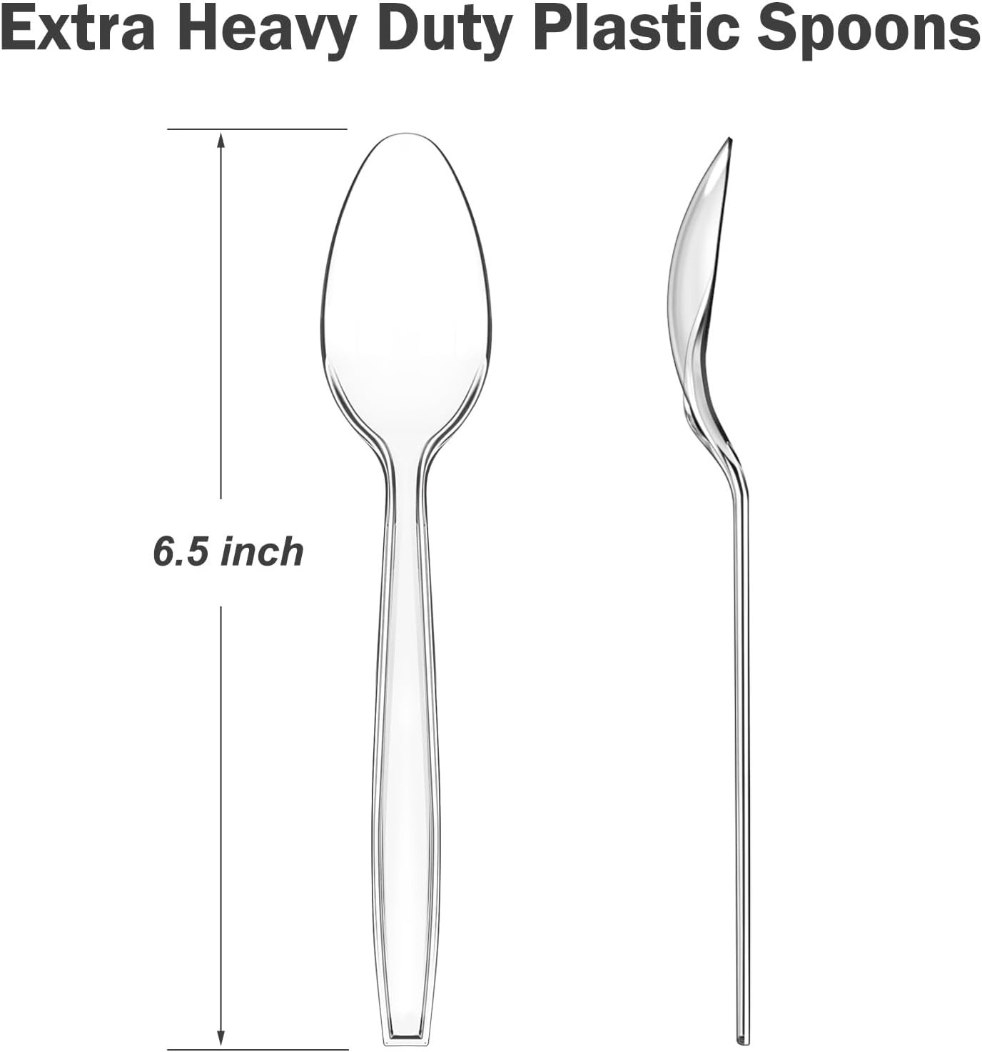 360 Count Clear Plastic Spoons BPA Free Disposable Spoons Heavy Duty 6.5 Inch