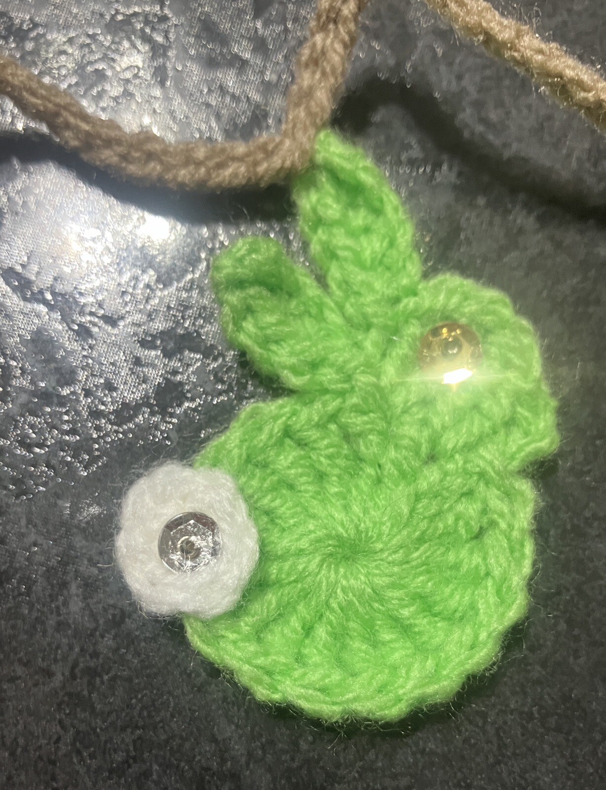 🐰NEW Rainbow Bunny Rabbit Hand Crochet sequin bunting camper SUMMER Gift