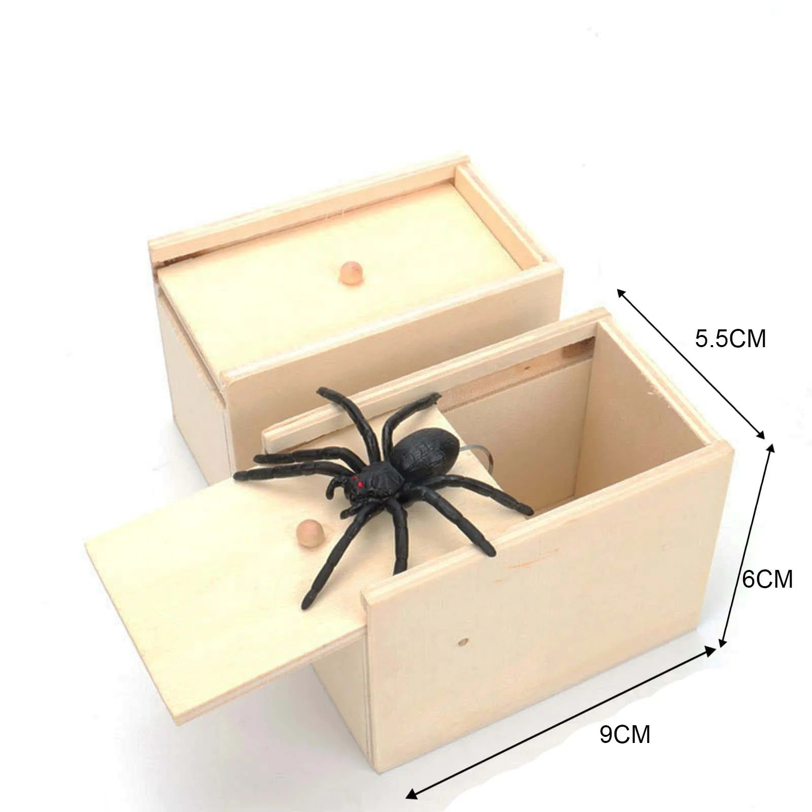 Wooden Prank Spider Scare Box Hidden in Case Trick Play Joke Scarebox Gag Toy N