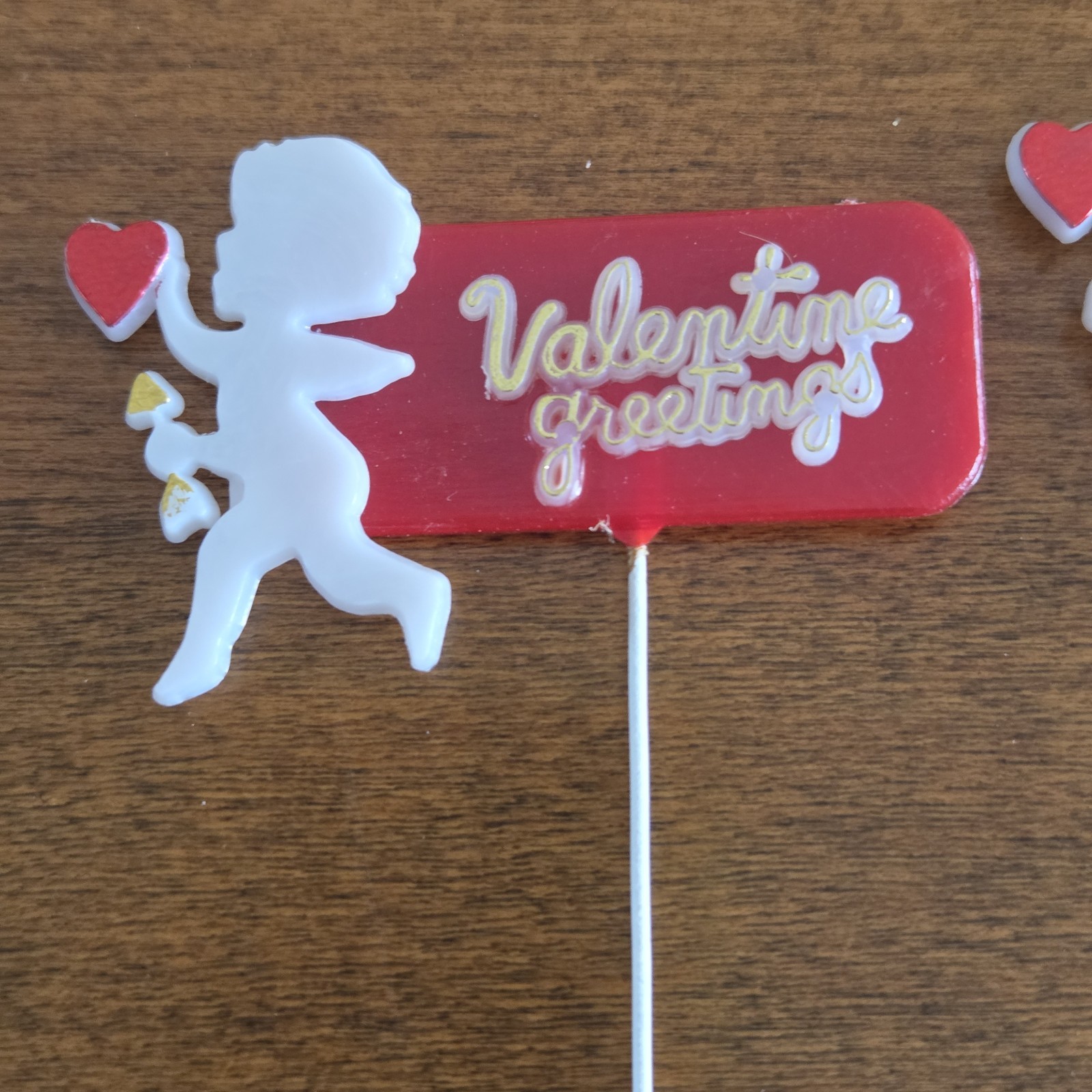 Vintage Lot of 8 Valentine’s Day Craft Decoration Floral Picks Plastic Cupid