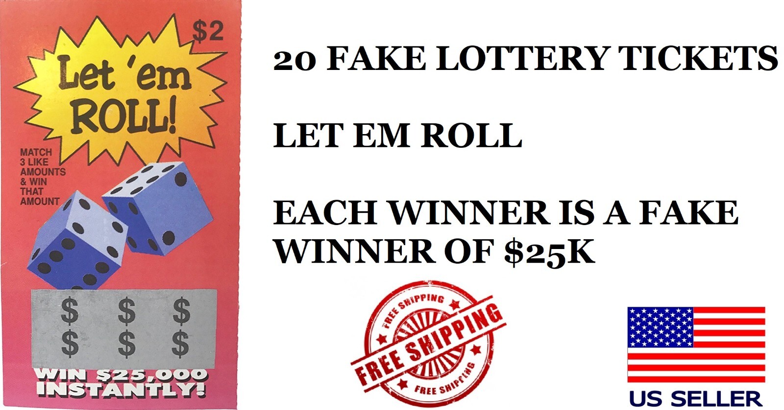 Fake Lottery Tickets-20 Pack Gag Gift Prank Scratch off Tickets
