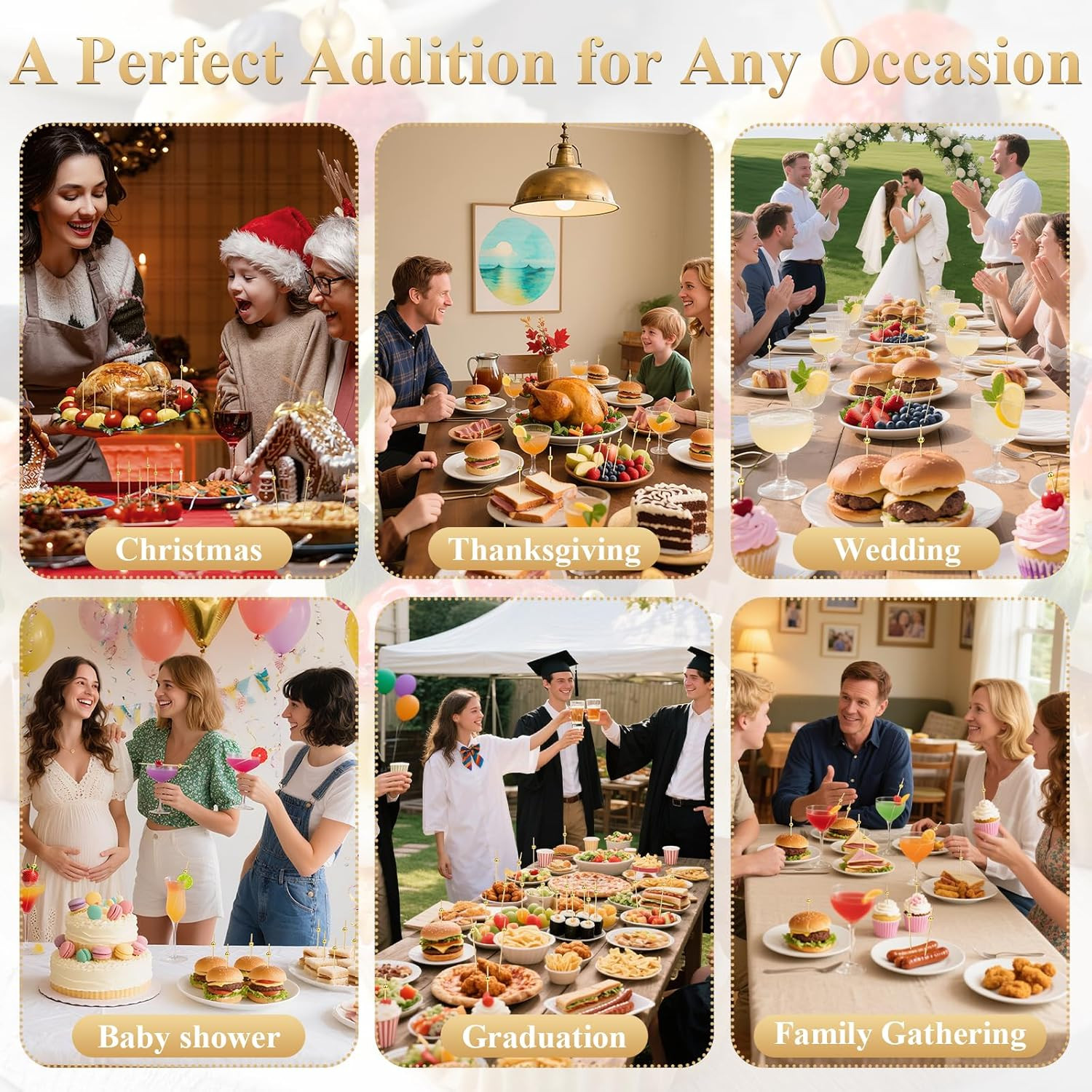[300PCS] Cocktail Picks, Fancy Toothpicks for Appetizers Drinks Food Fruit, 4.7