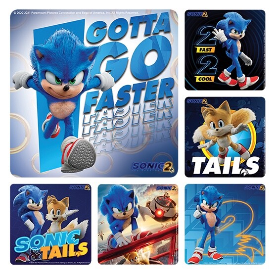 25 Sonic the Hedgehog stickers party favors rewards teacher supply 2.5″ x 2.5″