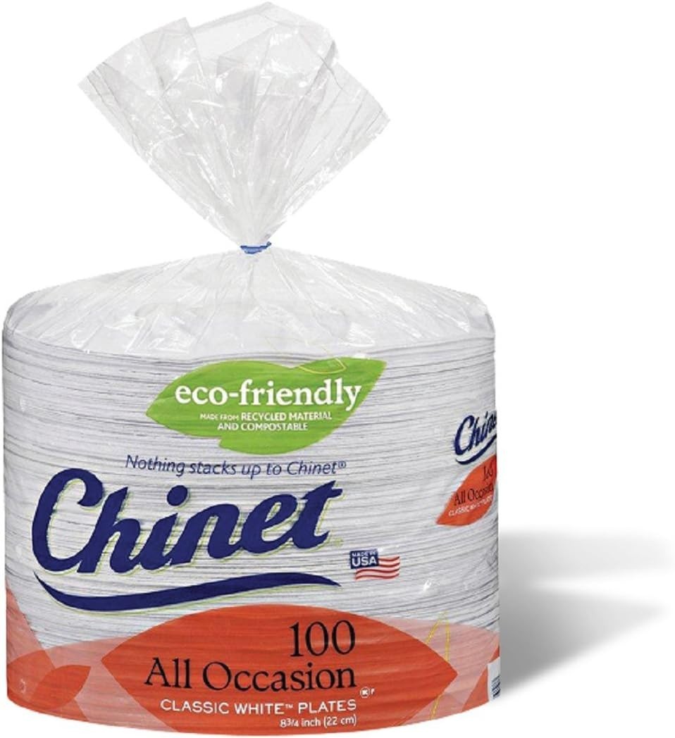 Classic White, Round All Occasion Fiber Plates, 8.75 Inch, 100 Count