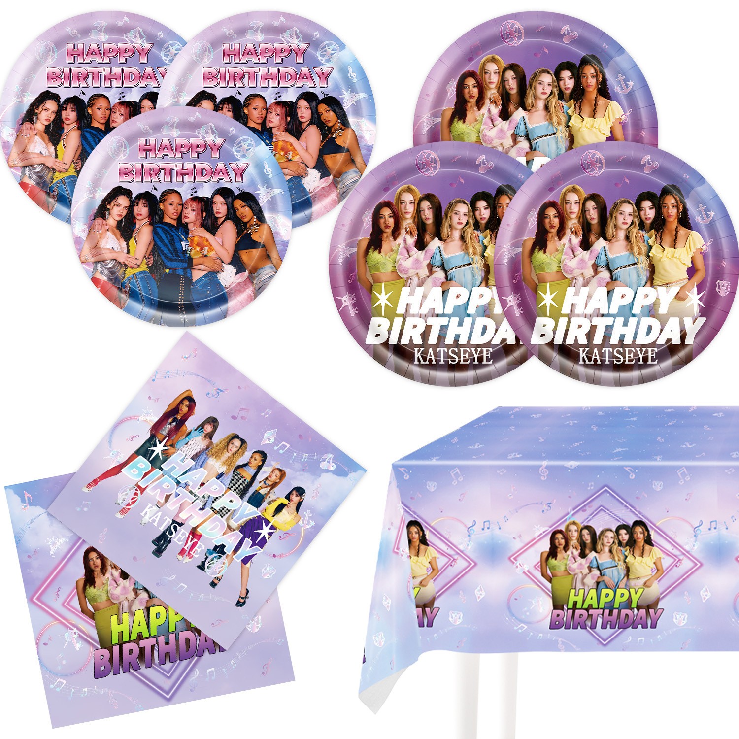 Girls Katseye Birthday Party Supply Plates Napkins Honeycomb Decor Cake Toppers