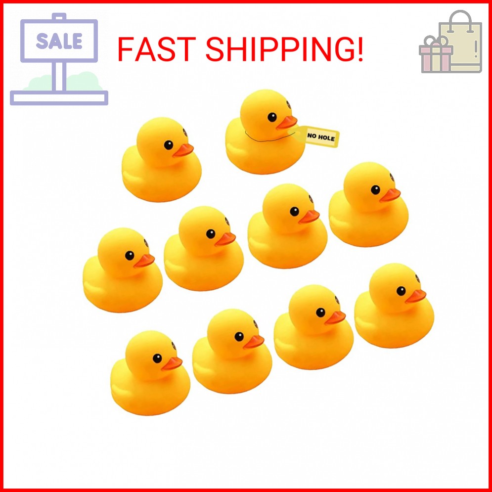 10Pcs Mold Free Yellow Rubber Ducks Waterproof Bath Duck Toys for Toddlers Boys