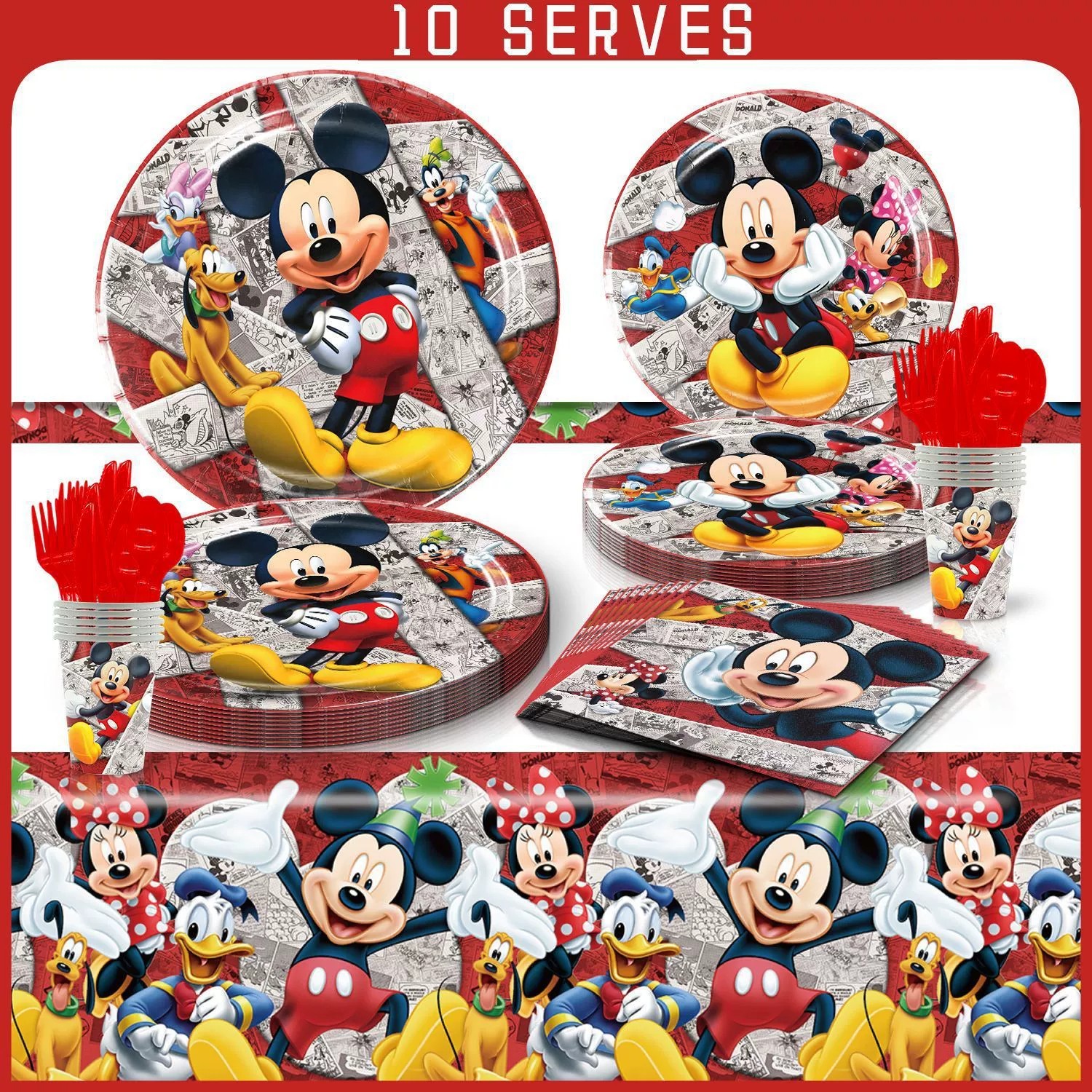 81 pcs, Mickey Mouse birthday party supplies, birthday decorations 10 guests.