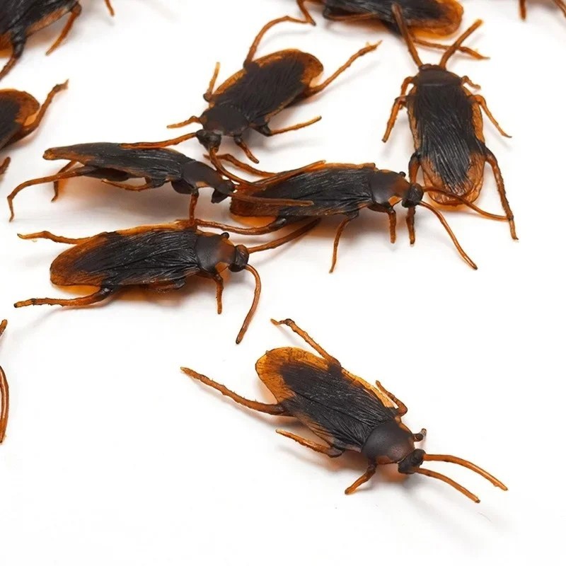 Prank Cockroaches Realistic Cock Roach Rubber Fake Creepy Bugs Gag Toy Joke