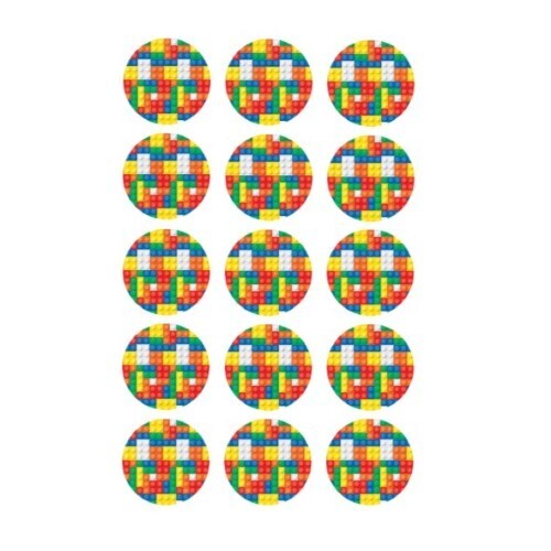 15 Count Building Block Bricks Edible Topper Image Cupcake Cookie Pre Cut- 2″