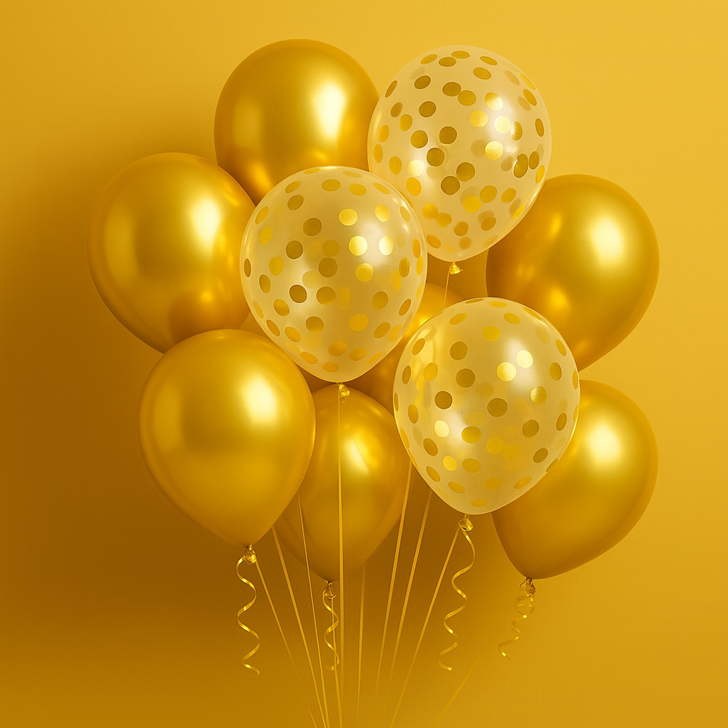 Bulk Lot Gold 12″ Confetti Balloons 20PCS Metallic Latex Decor Birthday Wedding