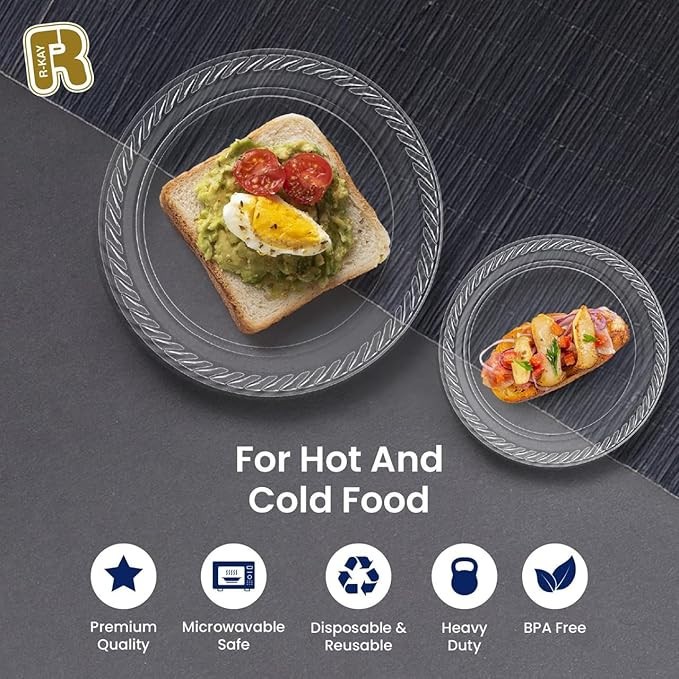 Premium 6inch Disposable Clear Plastic Plates 100 Pack for Small Dessert Plates