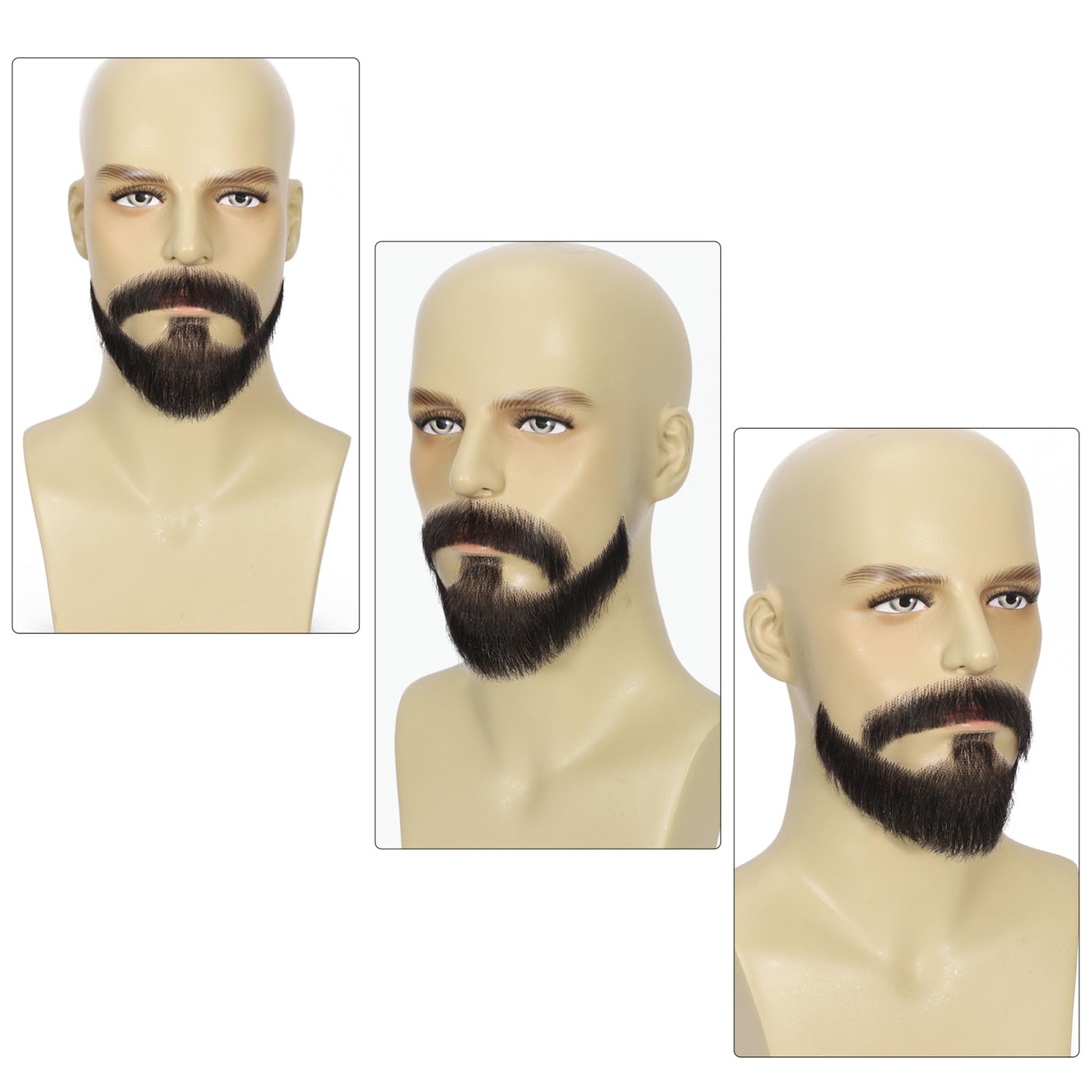 Fake Beard and Mustache Set, Realistic Black Facial Hair, Fake Beard for Men,…