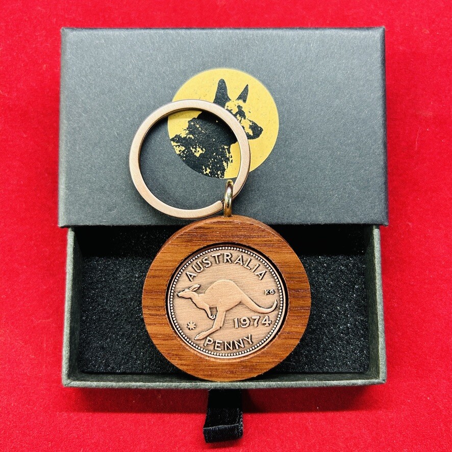 80th Birthday Gift Anniversary Present 1944 Australian Jarrah Penny Keyring